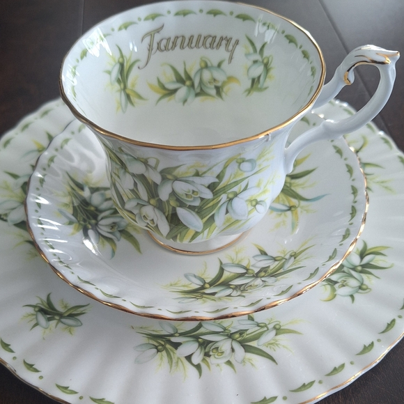 Royal albert flower of the month teacup,sauser and plate January - Picture 1 of 6